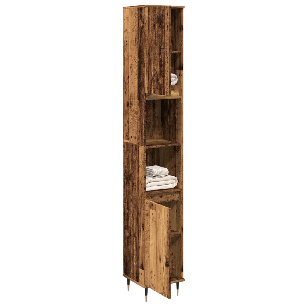 vidaXL Badkamerkast 30x30x190 cm bewerkt hout oud houtkleurig