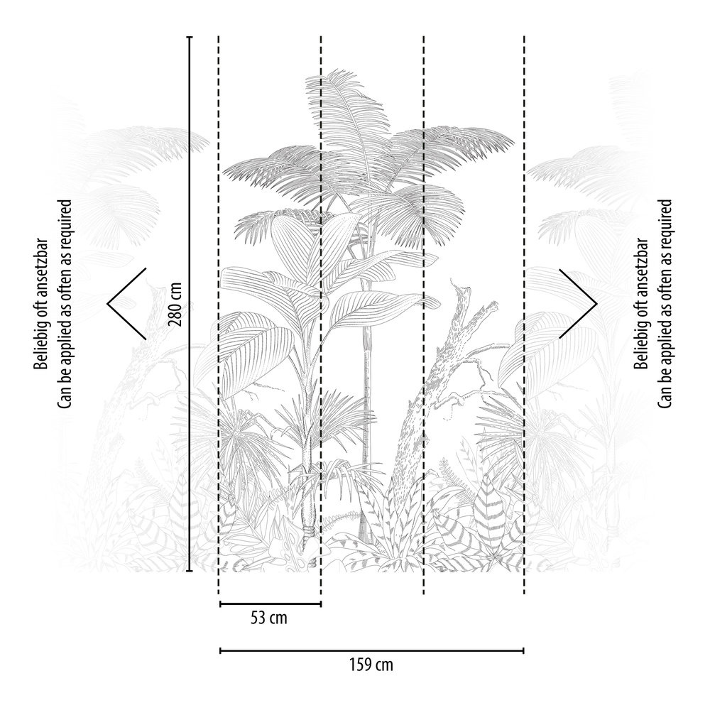 Livingwalls The Wall II - Zwart - Palmen - 392141