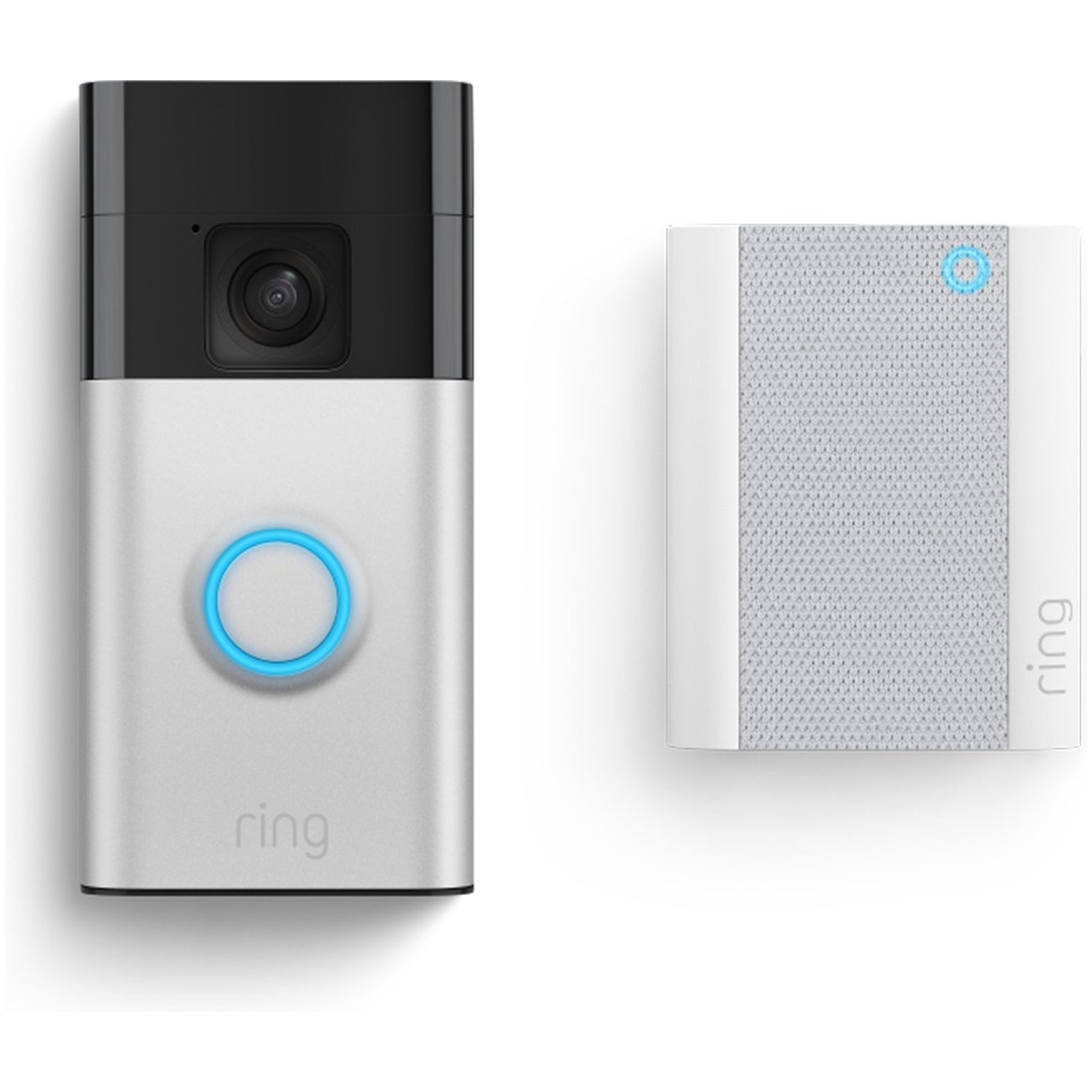 Ring Battery Video Doorbell (Satin Nickel) + Chime (2nd Gen) - EU Plug