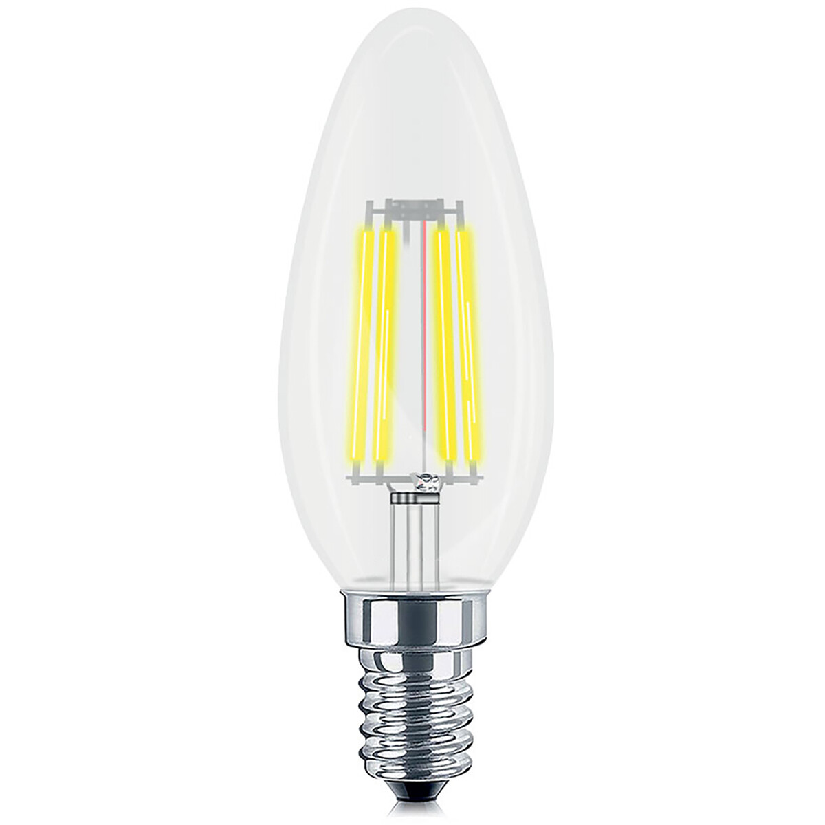 BES LED LED Lamp E14 Kaars Filament - Brinton - Helder 4W 470lm - 830 Warm Wit 3000K - C35 - CLR - Dimbaar | Vervangt 40W