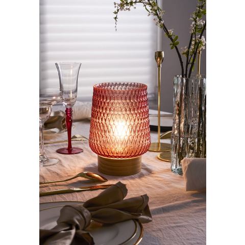 Pauleen Led-tafellamp Rose Glamour mobile Rosa Glas/Holz