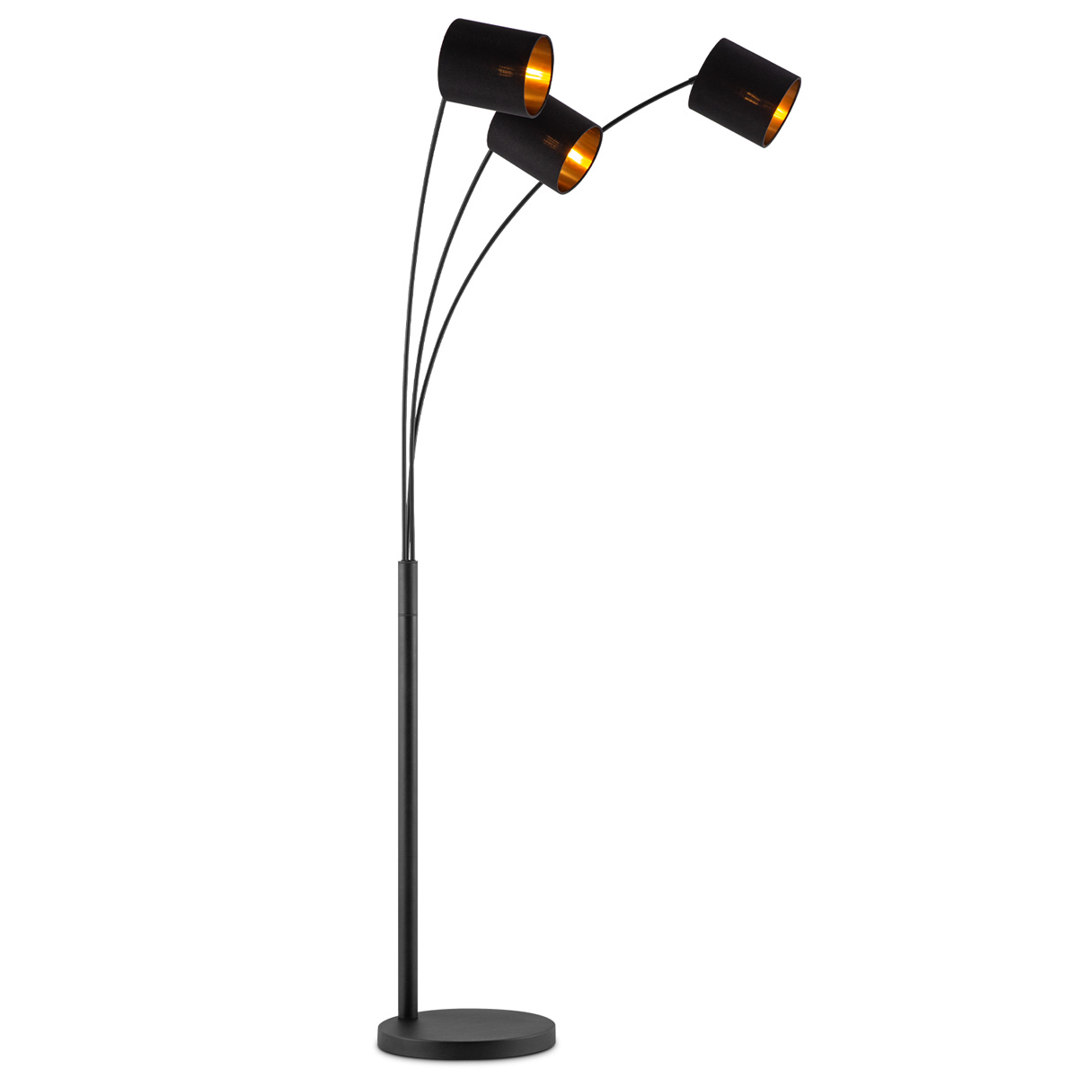 Moderne Vloerlamp - 80/33/190cm - Zwarte - 3L Staande Lamp met Lampenkap - Inclusief LED E27 Lichtbron 9W 470Lm - met voetschakelaar - voor slaapkamers en thuiskantoren