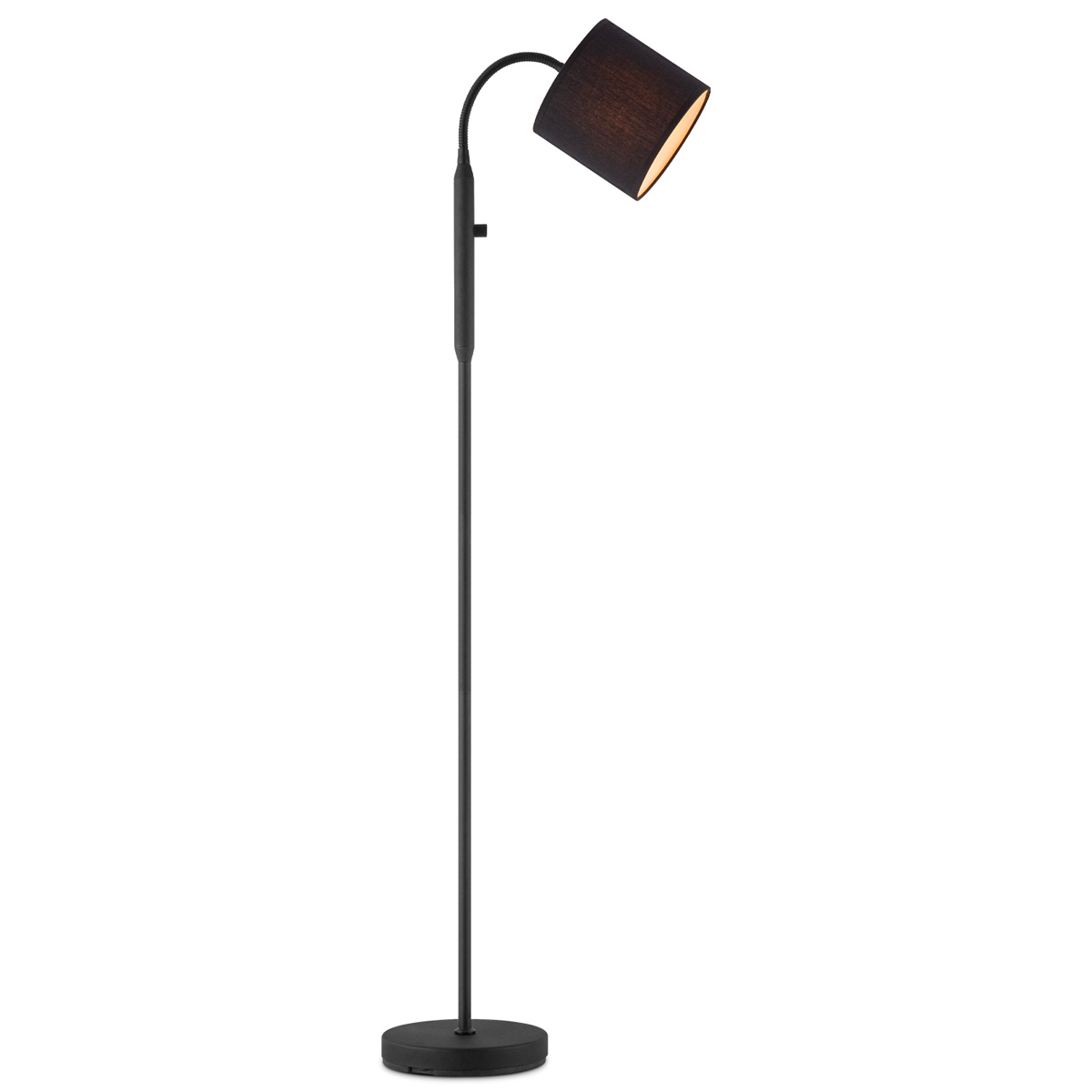 Moderne Vloerlamp - 20/20/120cm - Zwart metalen Staande Leeslamp met Zwarte Stoffen Lampenkap - Inclusief LED E27 Lichtbron 9W 470Lm - Met dimschakelaar - voor woonkamer en Slaapkamer