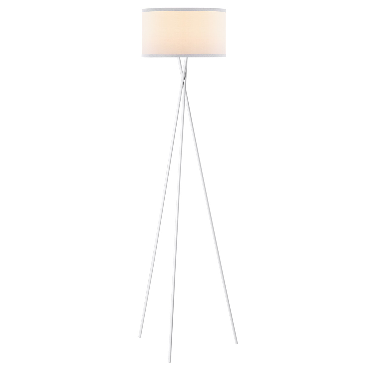 Moderne Vloerlamp - Wit Stoffen Lampenkap en metalen Staande lamp - 53/53/138cm - Inclusief LED E27 Lichtbron 9W 806Lm - met Voetschakelaar- voor Woonkamer en Slaapkamer