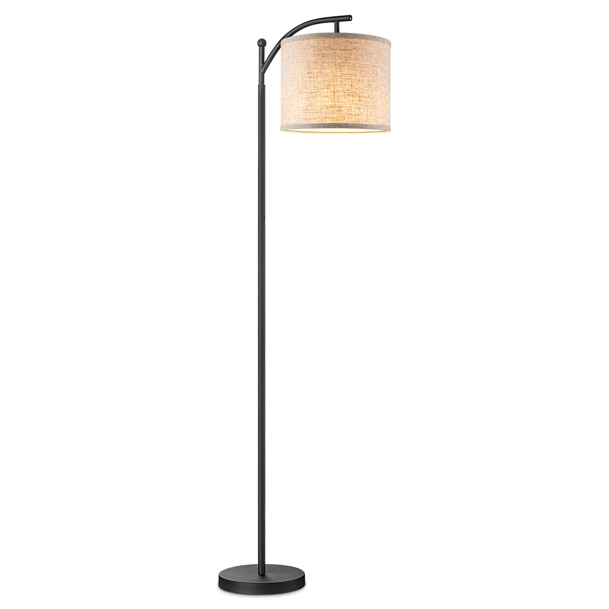 Moderne Vloerlamp - 52/25/150cm - Zwart Metalen Staande lamp met Linne lampenkap - Inclusief LED E27 Lichtbron 9W 806Lm - Met Voetschakelaar - voor Woonkamer en Slaapkamer