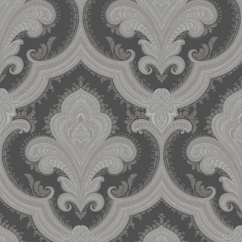 Dutch Wallcoverings Casbah/Bs1 Damask Black/Grey - Zwart/Grijs