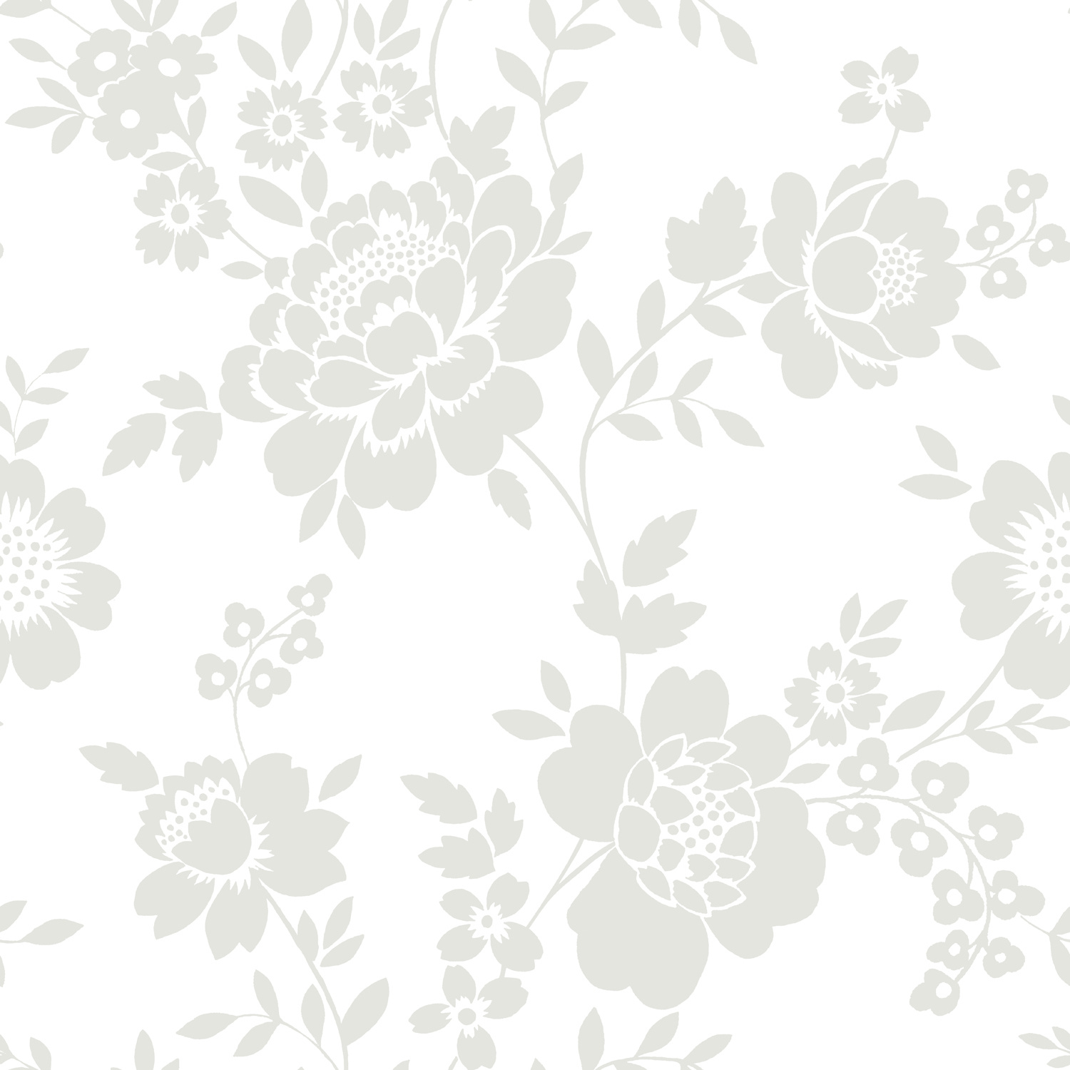 Dutch Wallcoverings Joy - Bloemen - Wit/Grijs