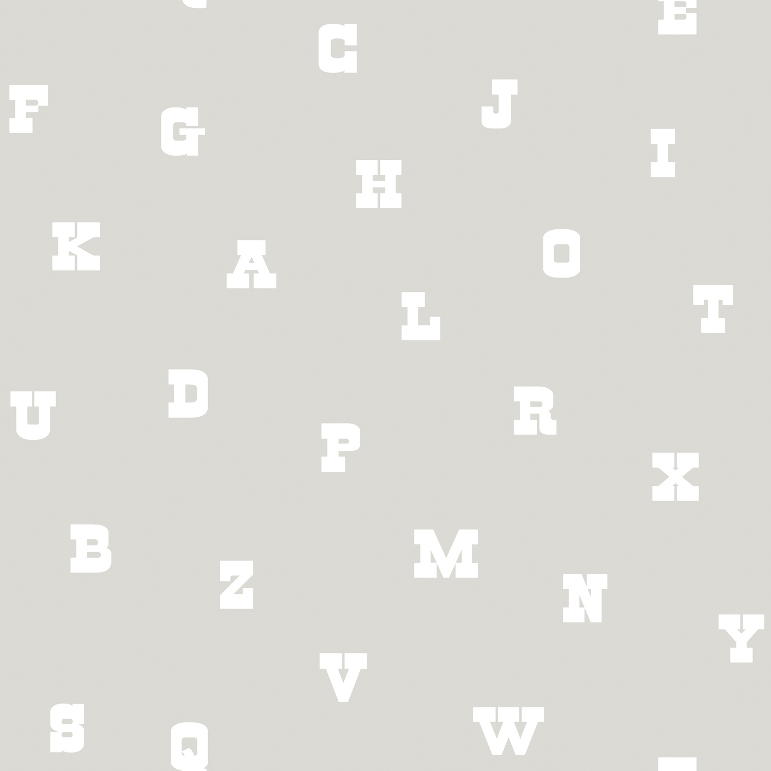 Dutch Wallcoverings Joy - Letters - Grijs/Wit