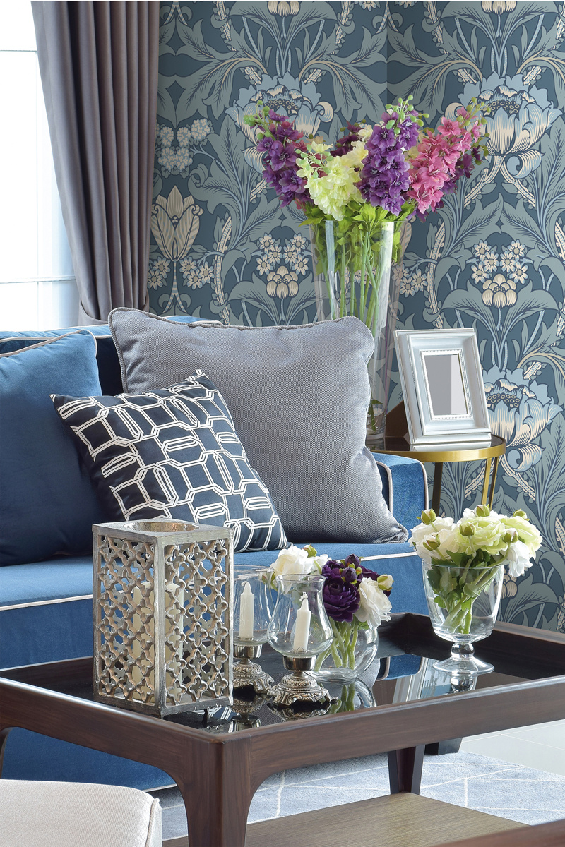 Dutch Wallcoverings British Heritage Bloem - Blauw