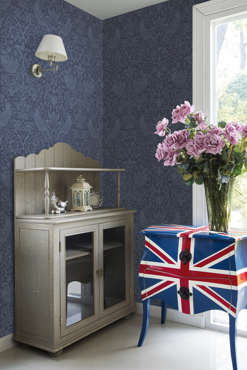 Dutch Wallcoverings British Heritage Vogel - Blauw