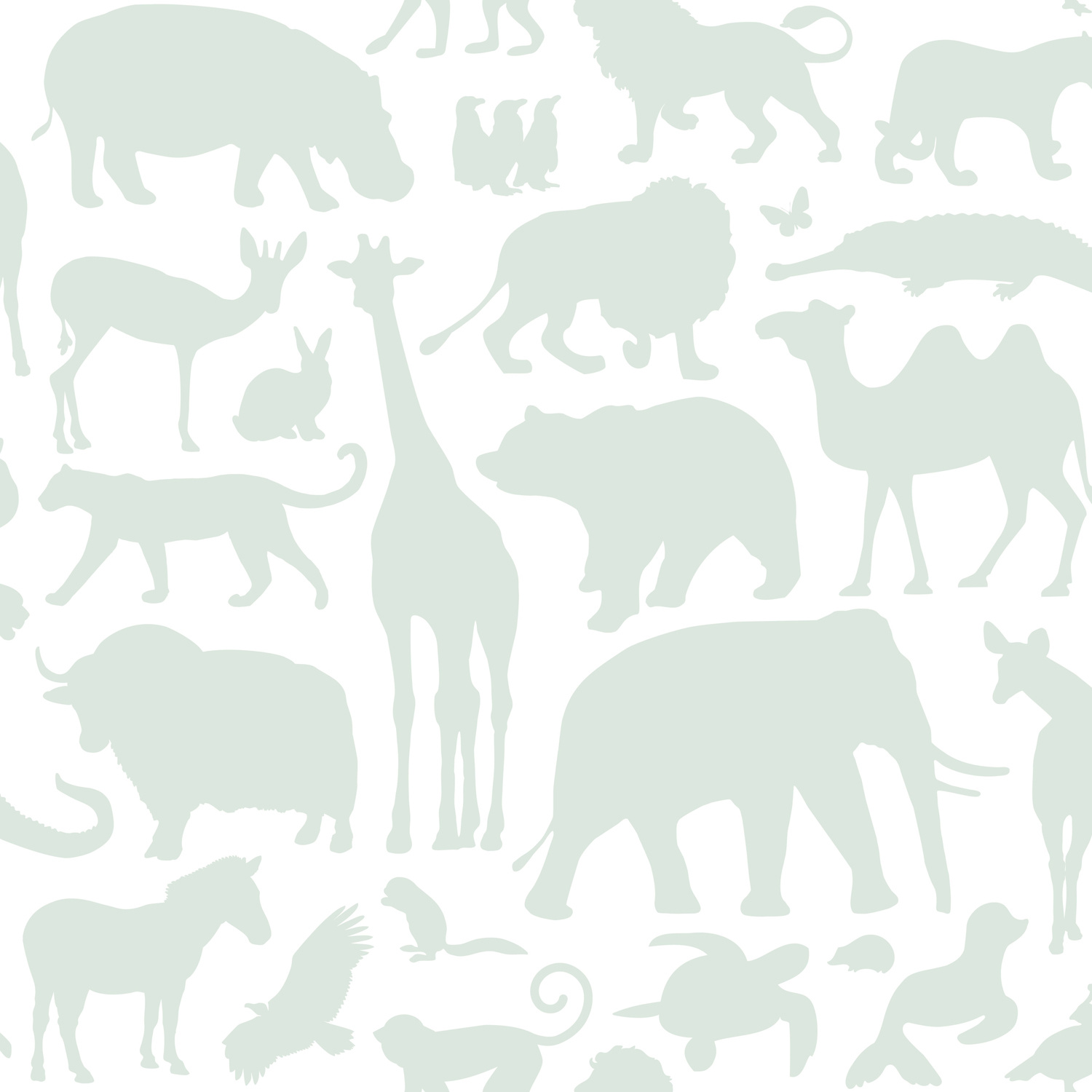 Dutch Wallcoverings Joy - Dieren - Wit/Mintgroen