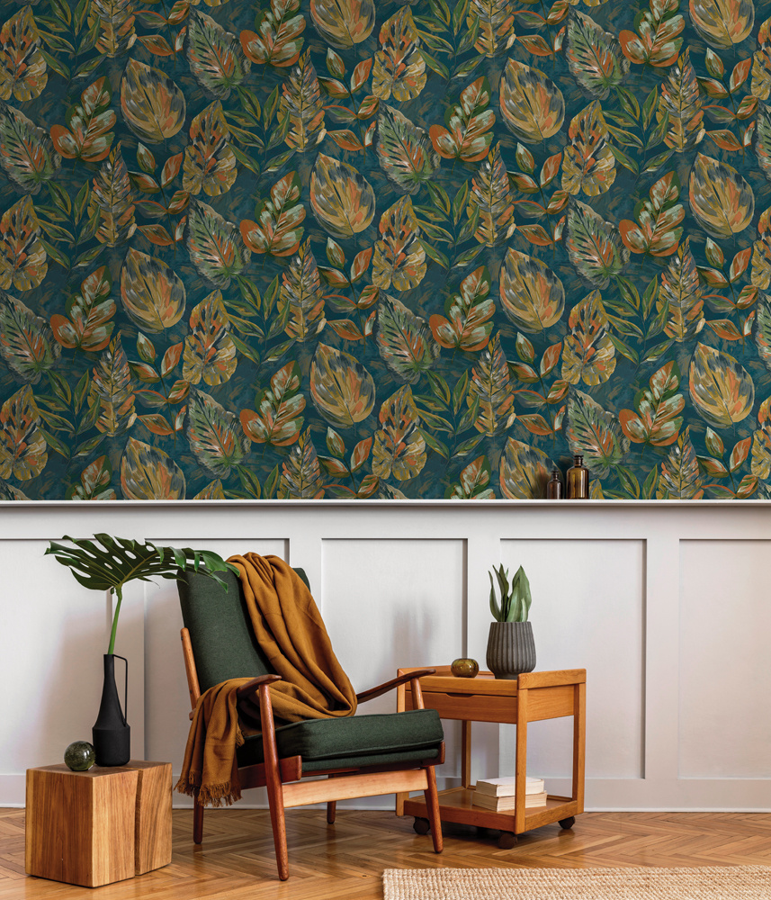 Dutch Wallcoverings Patagonia - Aralia Teal/- Orange