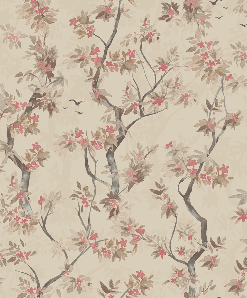 Dutch Wallcoverings Patagonia - Folia Taupe/- Red