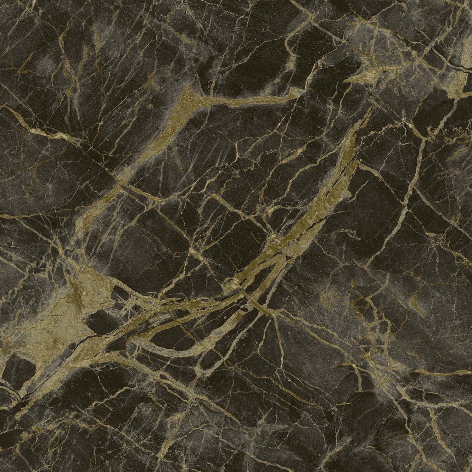 Dutch Wallcoverings Arabesque - Portoro Marble Ch/Gld - Zwart/Goud