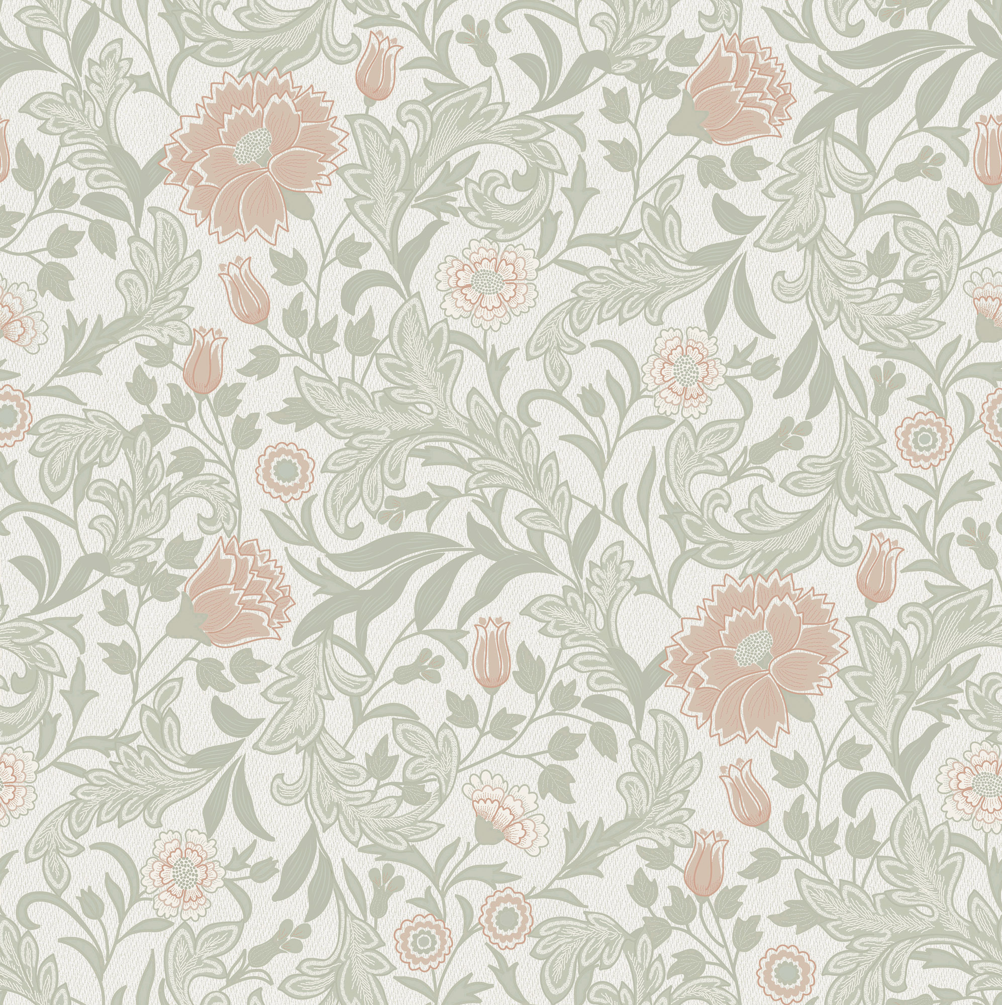 Dutch Wallcoverings Eleganza - Bilbury Sage Coral - Multicolor