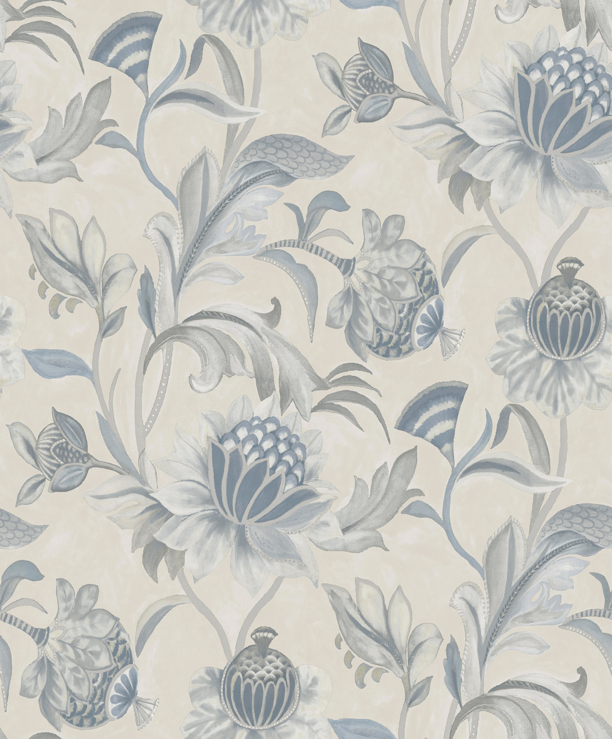 Dutch Wallcoverings Arabesque - Cecelia Blue Dove - Beige/Blauw