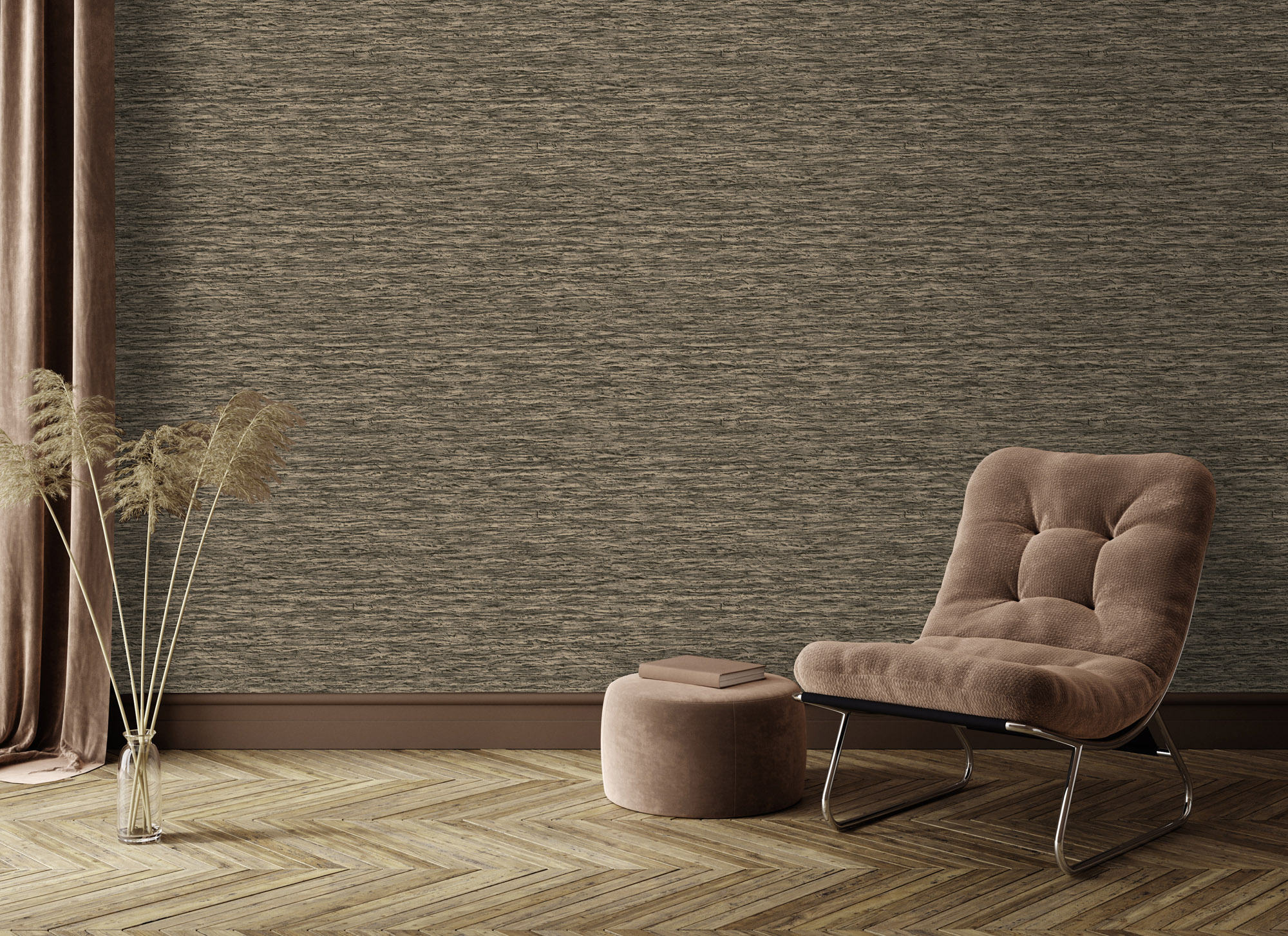 Dutch Wallcoverings Eleganza - Ondulato Charcoal - Zwart