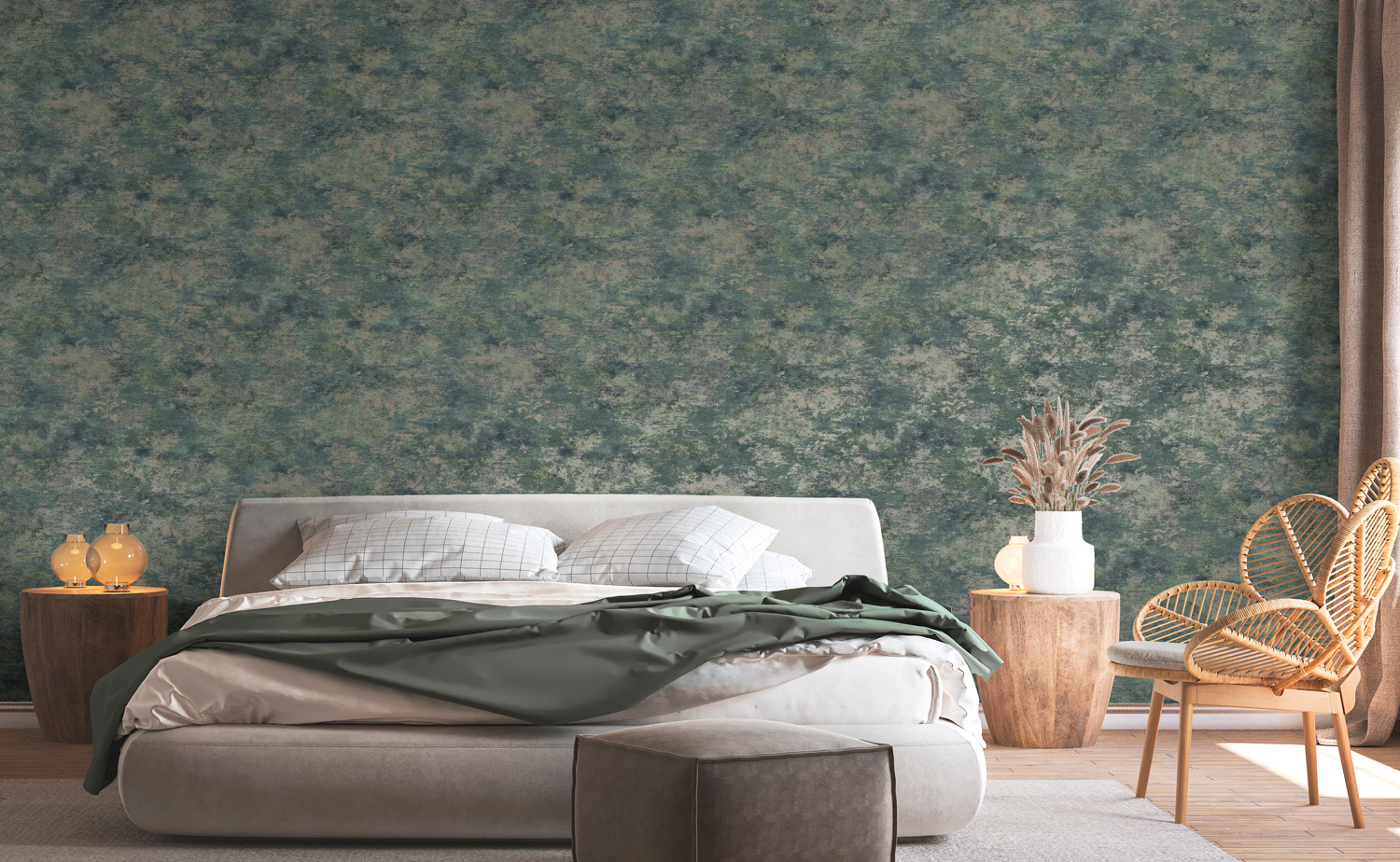 Dutch Wallcoverings Khalili - Ozbek Teal/Navy - Blauw/Groen