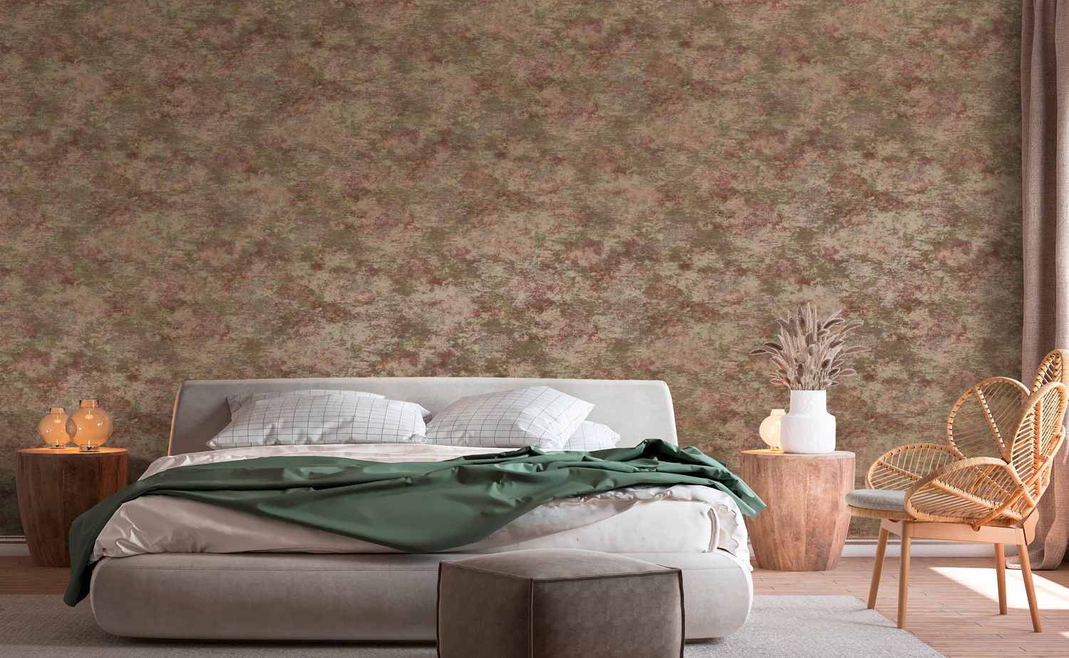 Dutch Wallcoverings Khalili - Ozbek Maroon /Khaki - Bordeaux/Groen