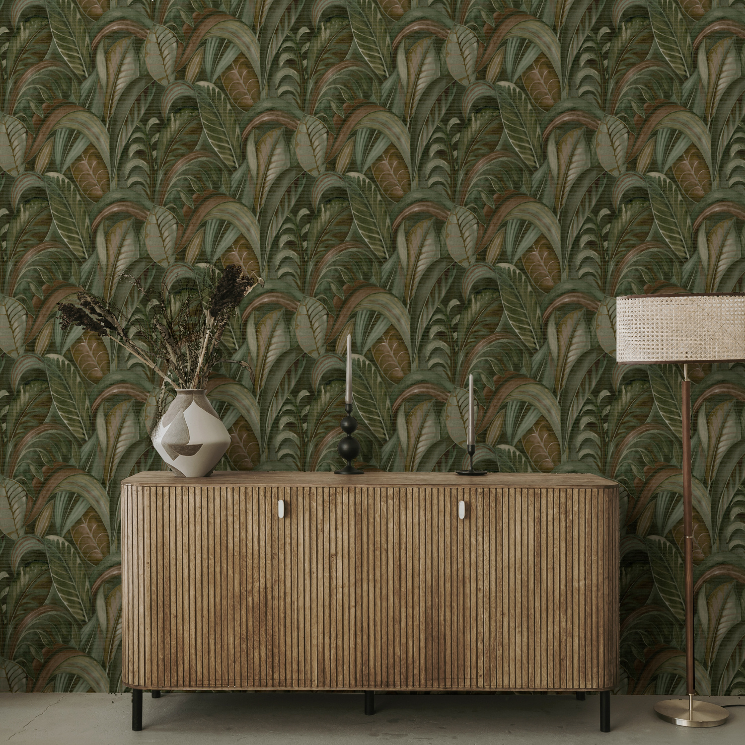 Dutch Wallcoverings Khalili - Raffia Emerald Green - Groen/Bruin