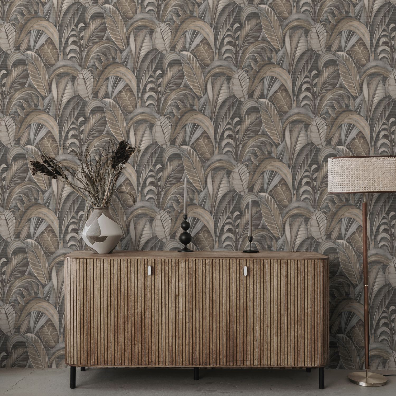 Dutch Wallcoverings Khalili - Raffia Charcoal - Grijs/Antraciet