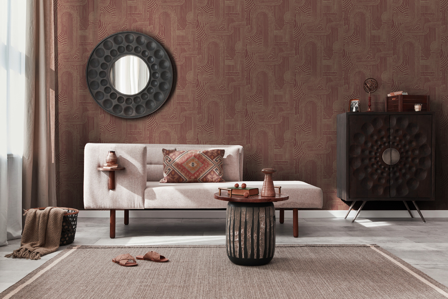 Dutch Wallcoverings Khalili - Macrame Maroon - Bordeaux