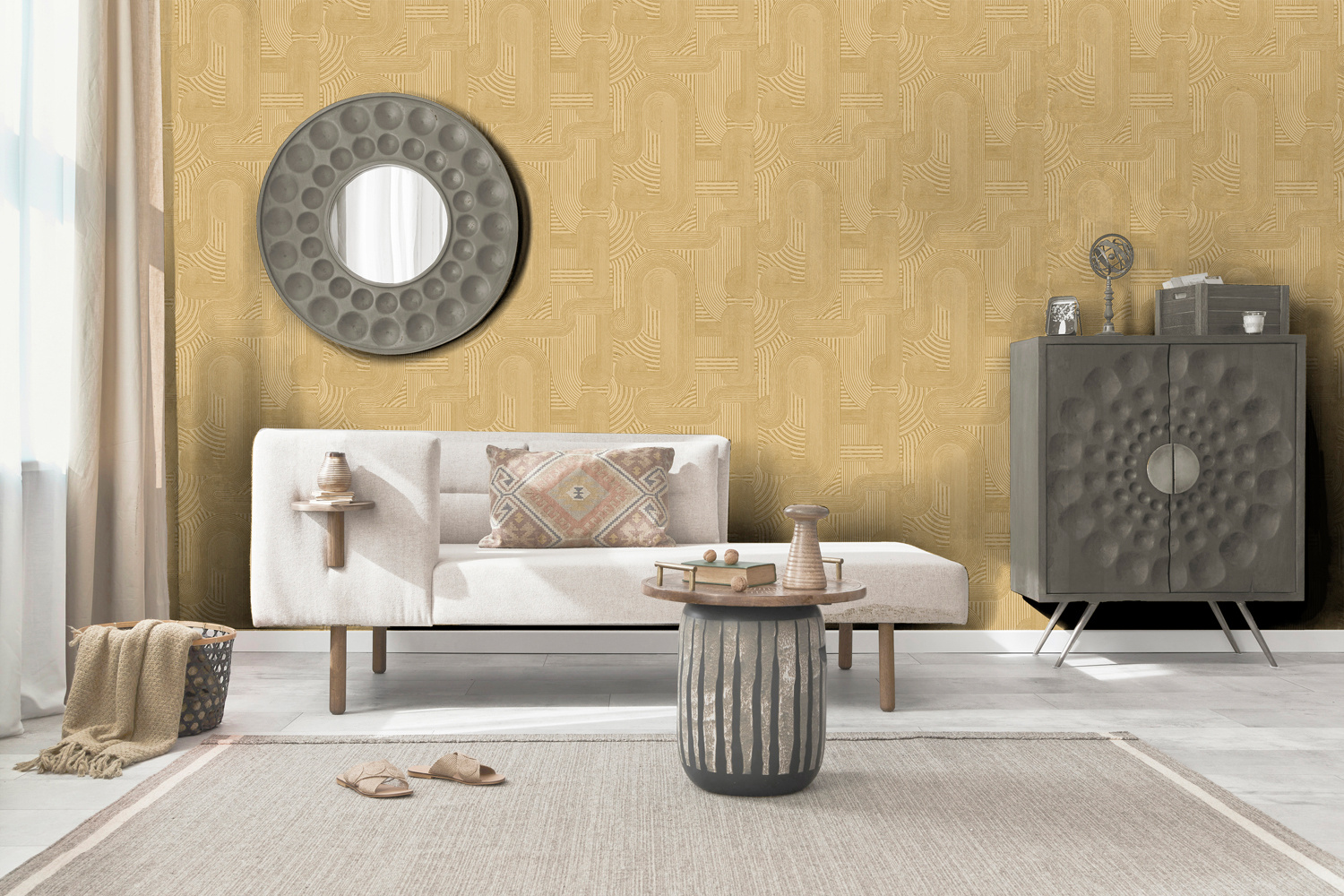 Dutch Wallcoverings Khalili - Macrame Ochre - Oker