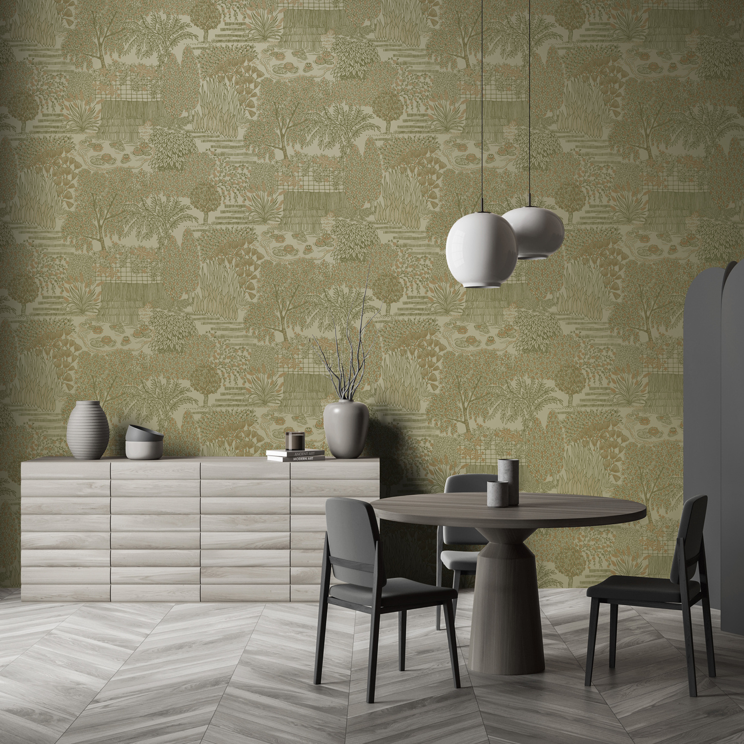 Dutch Wallcoverings Khalili - Mirissa Khaki - Groen