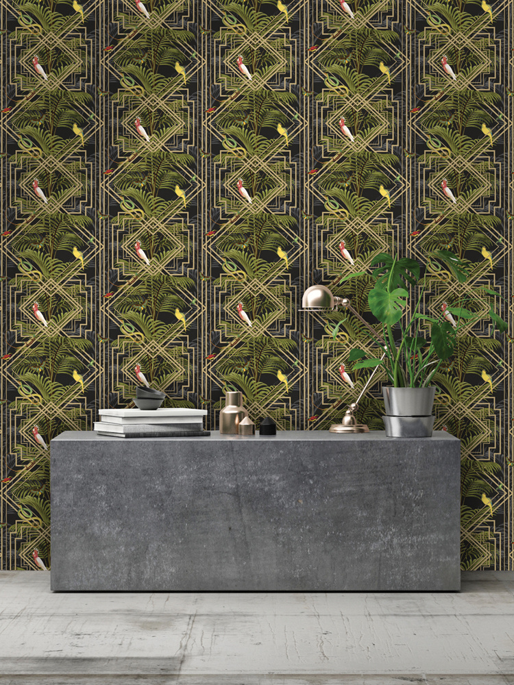 Dutch Wallcoverings Cascading Gardens - Akello - Black