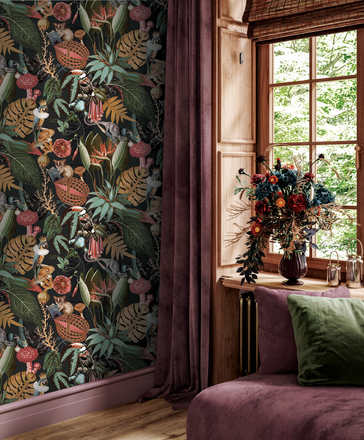 Dutch Wallcoverings Arboretum - Reverie Black - Multi