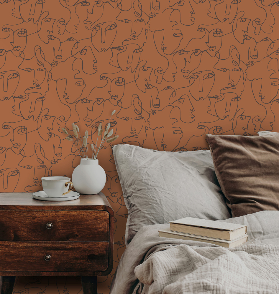 Dutch Wallcoverings Amazonia - Linear Visage Burnt Orange - Oranje