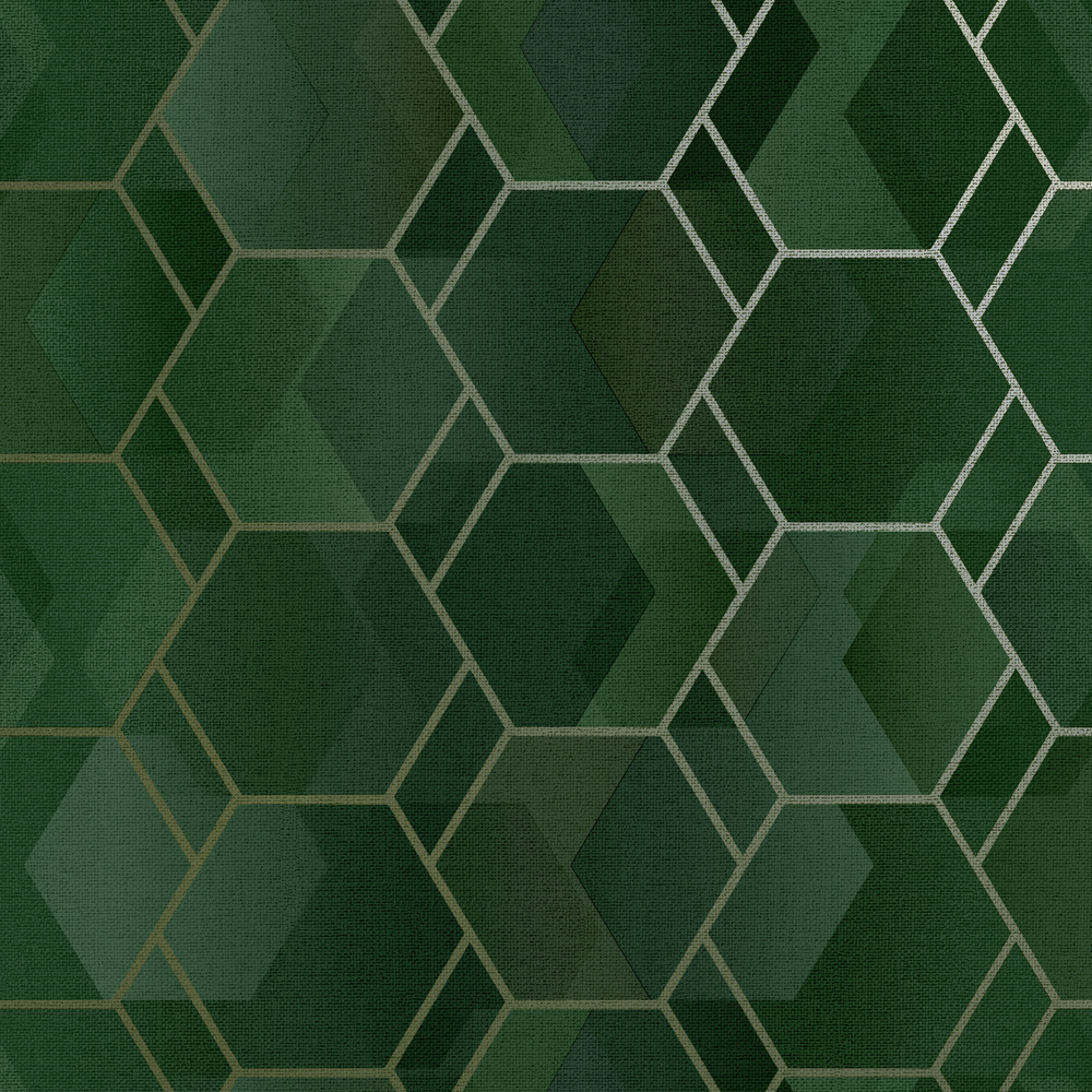 Dutch Wallcoverings Amazonia - Cassius Green/Gold - Groen/Goud