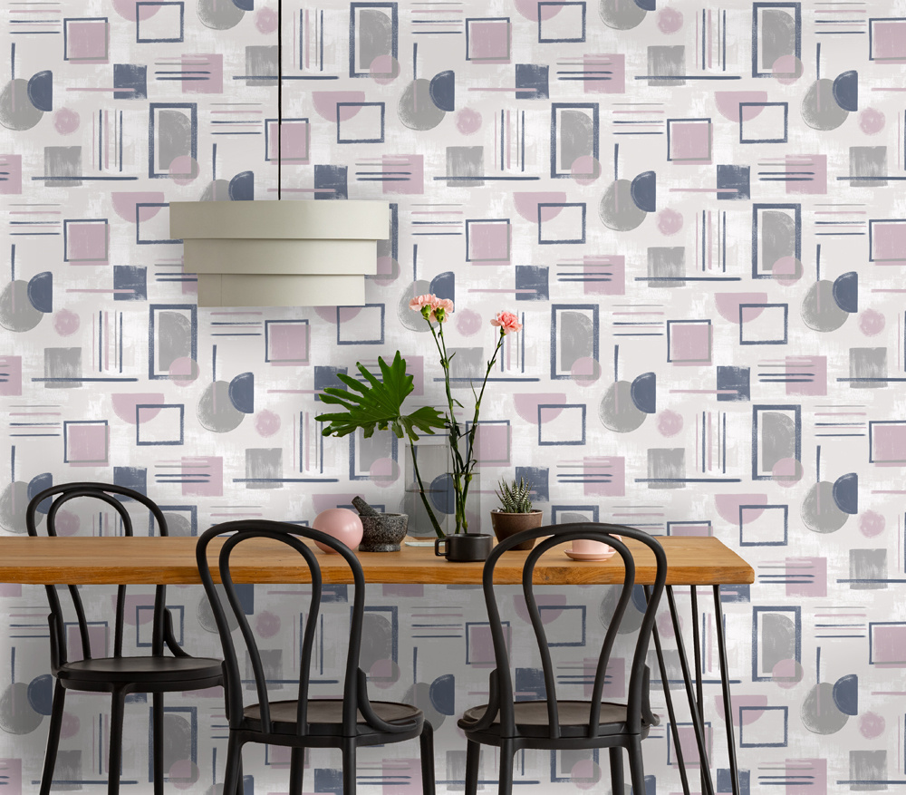 Dutch Wallcoverings Amazonia - Nordic Geo Pink - Multicolor