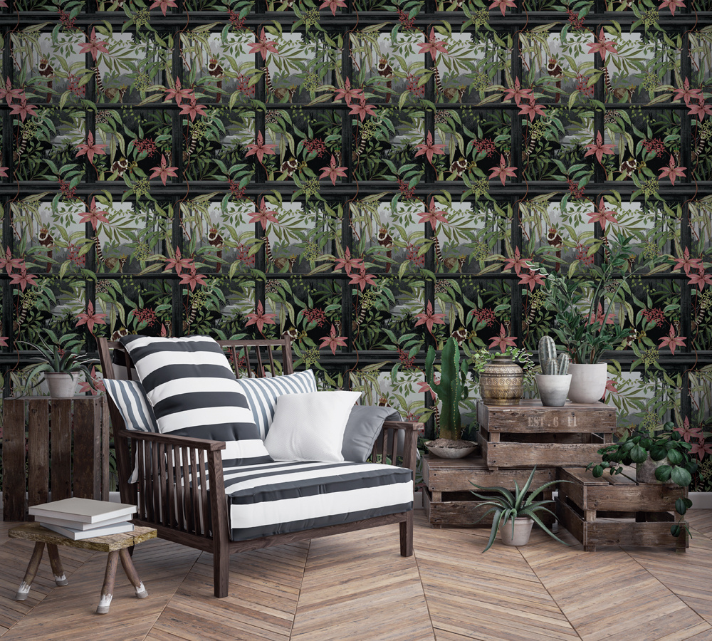 Dutch Wallcoverings Cascading Gardens - Comoro - Charcoal