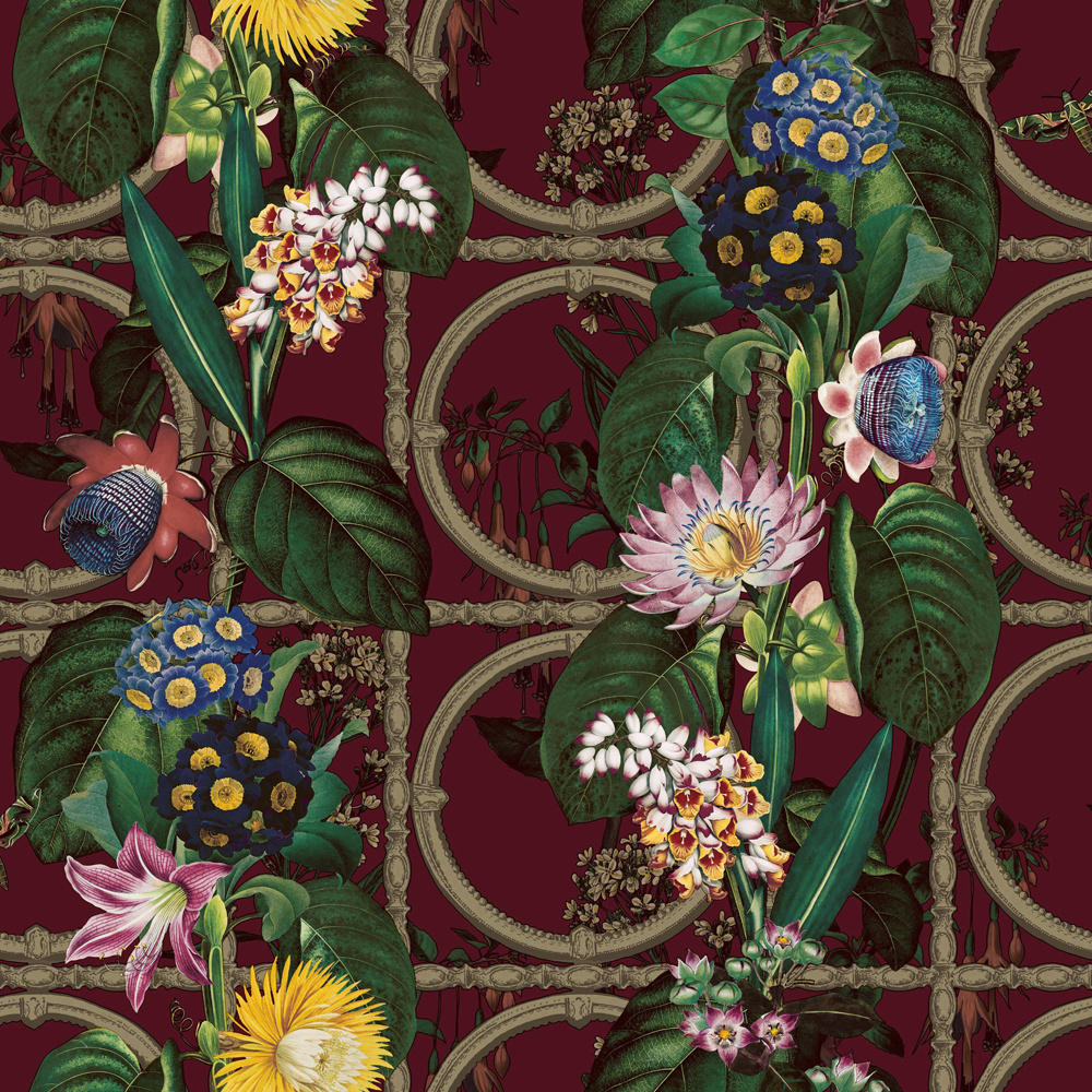 Dutch Wallcoverings Cascading Gardens - Alata - Burgundy