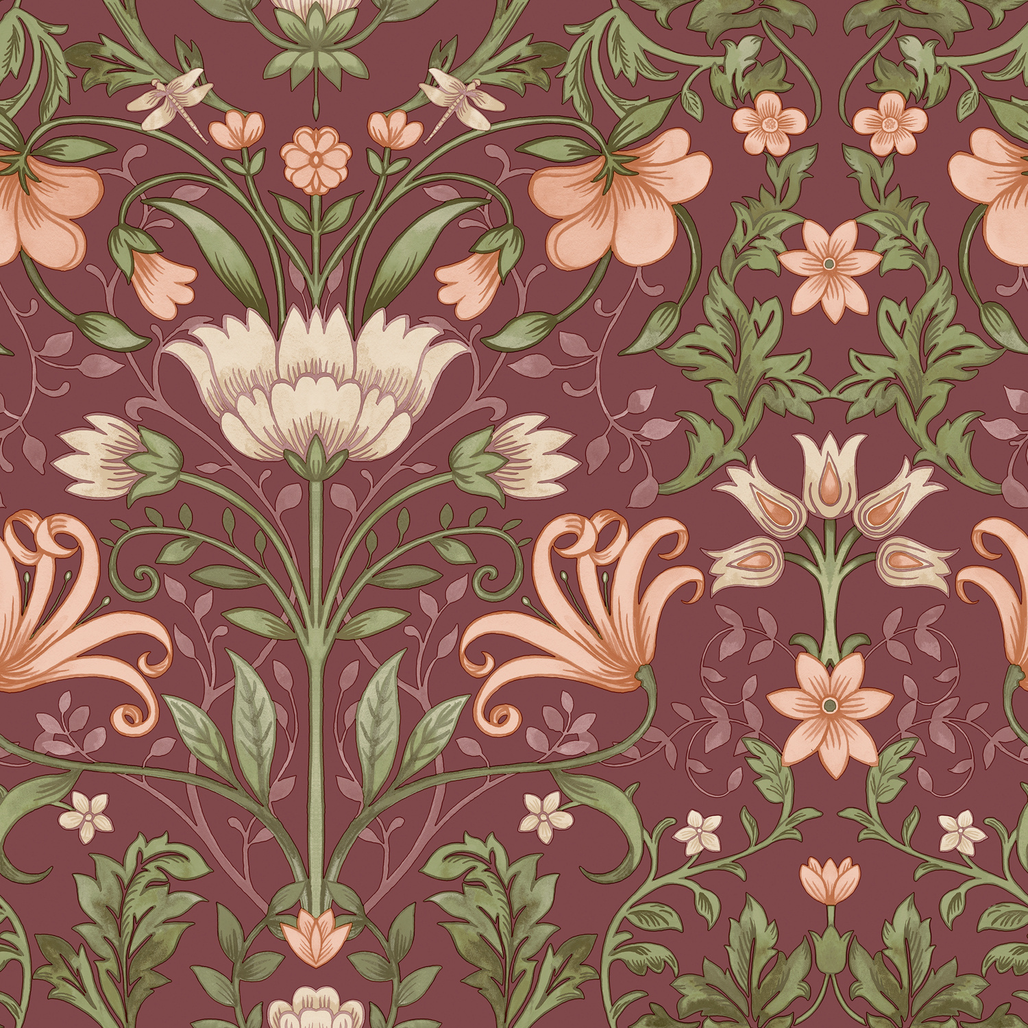 Dutch Wallcoverings Xanadu - Emiliana Maroon