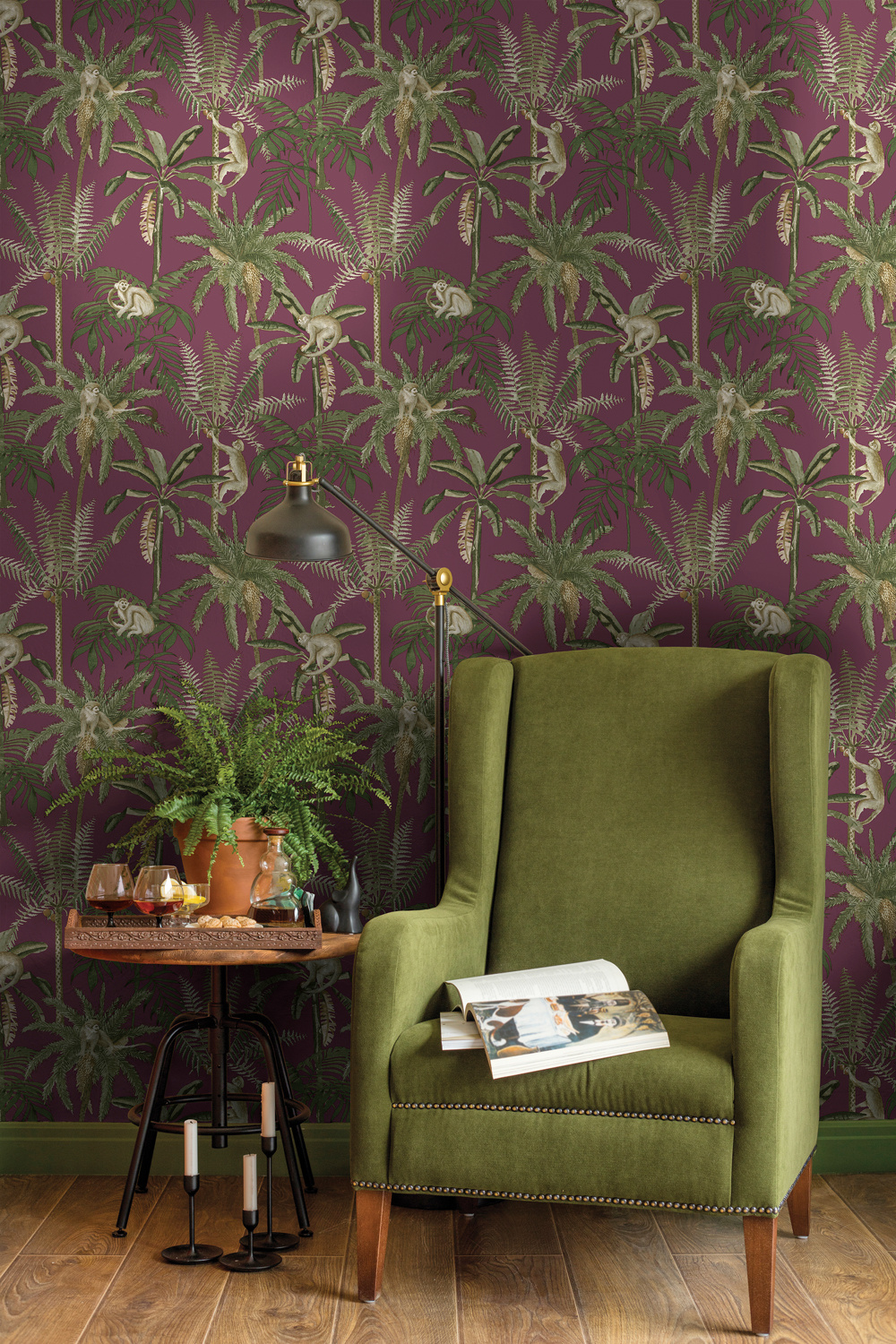 Dutch Wallcoverings Arboretum - Ateles Berry - Bordeaux