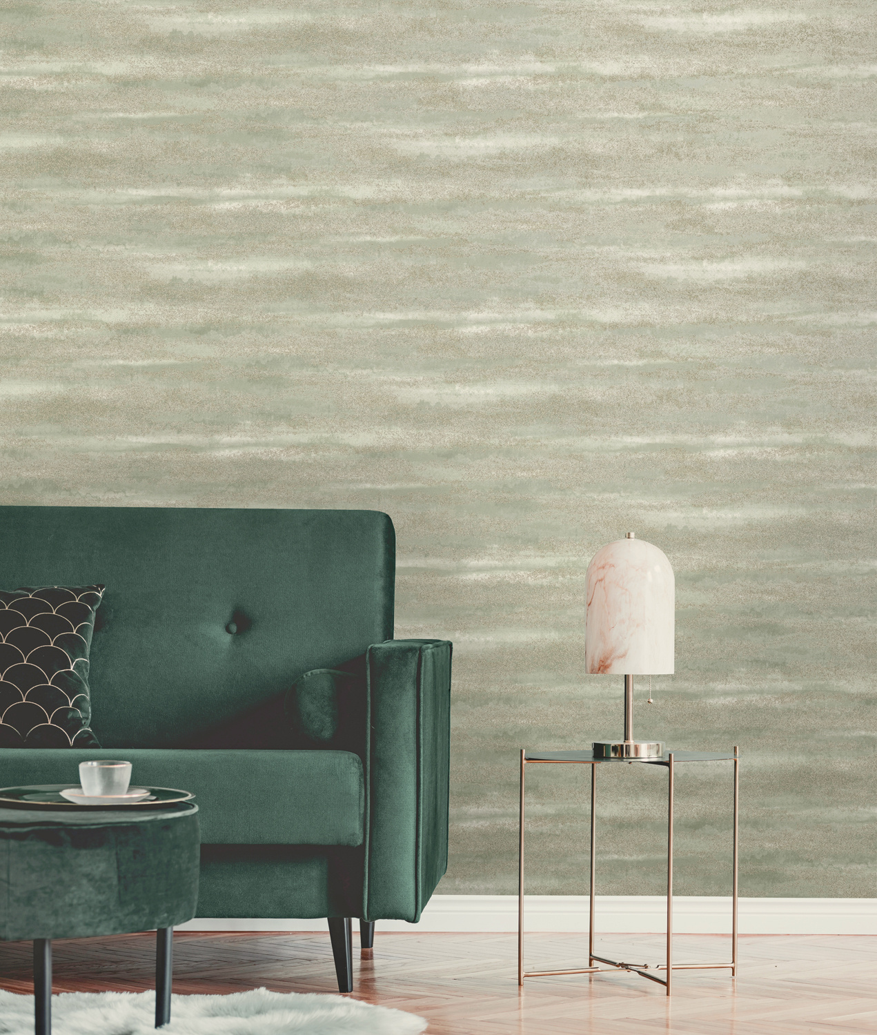 Dutch Wallcoverings Khalili - Horizon Bead Sage - Grijs/Groen