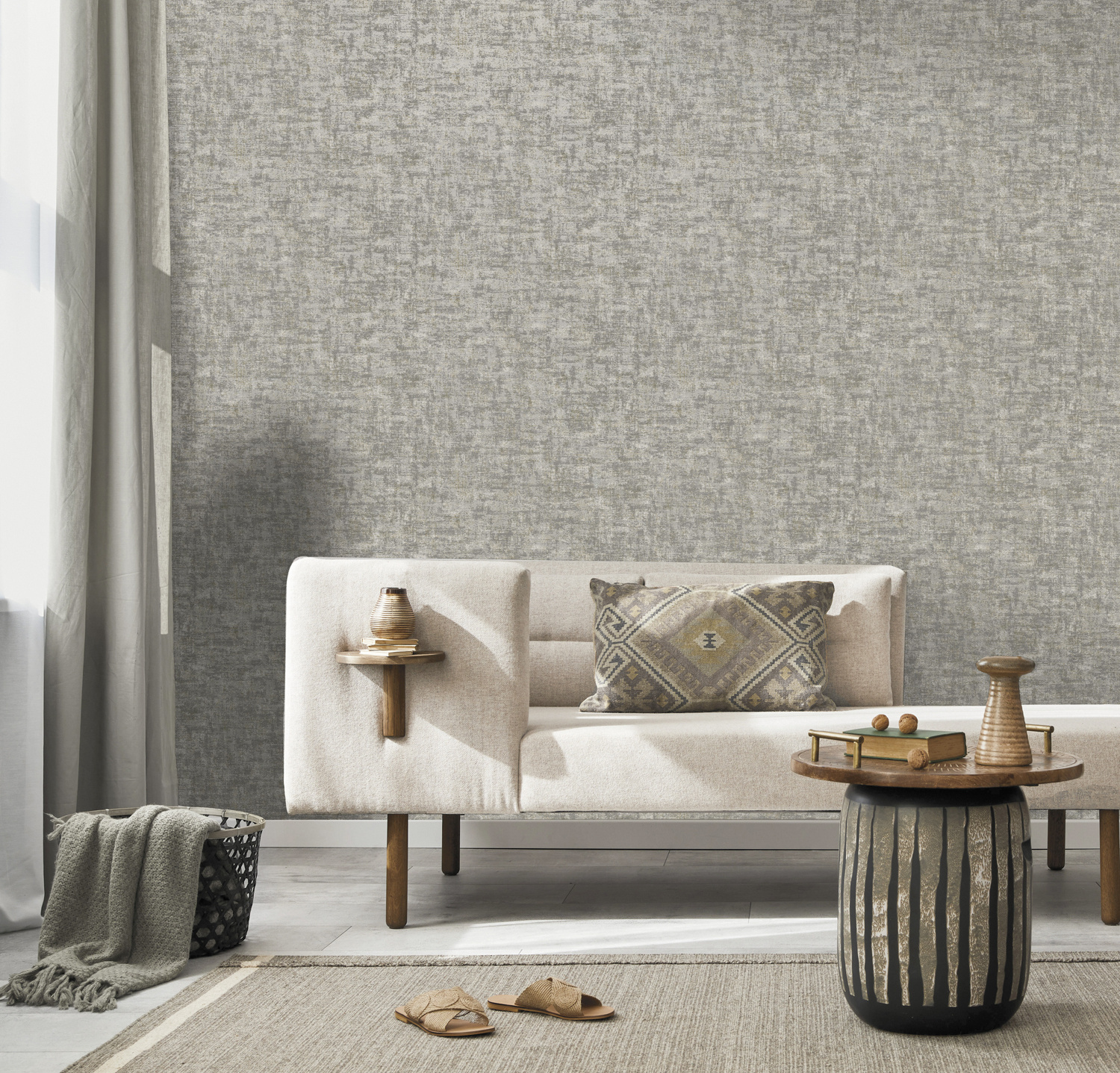 Dutch Wallcoverings Khalili - Brindle Bead Grey/Silver - Grijs/Zilver