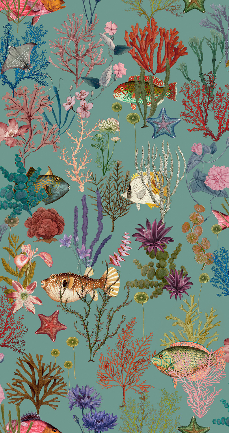 Dutch Wallcoverings Arboretum - Cora Soft Aqua - Multi