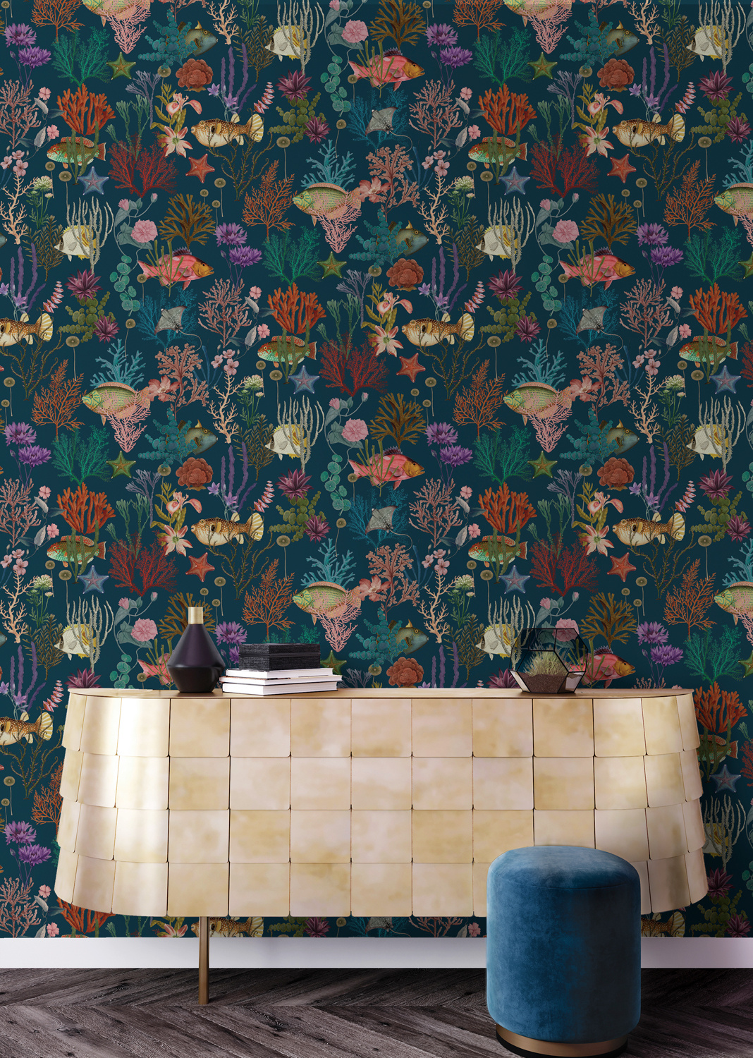 Dutch Wallcoverings Arboretum - Cora Navy - Multi