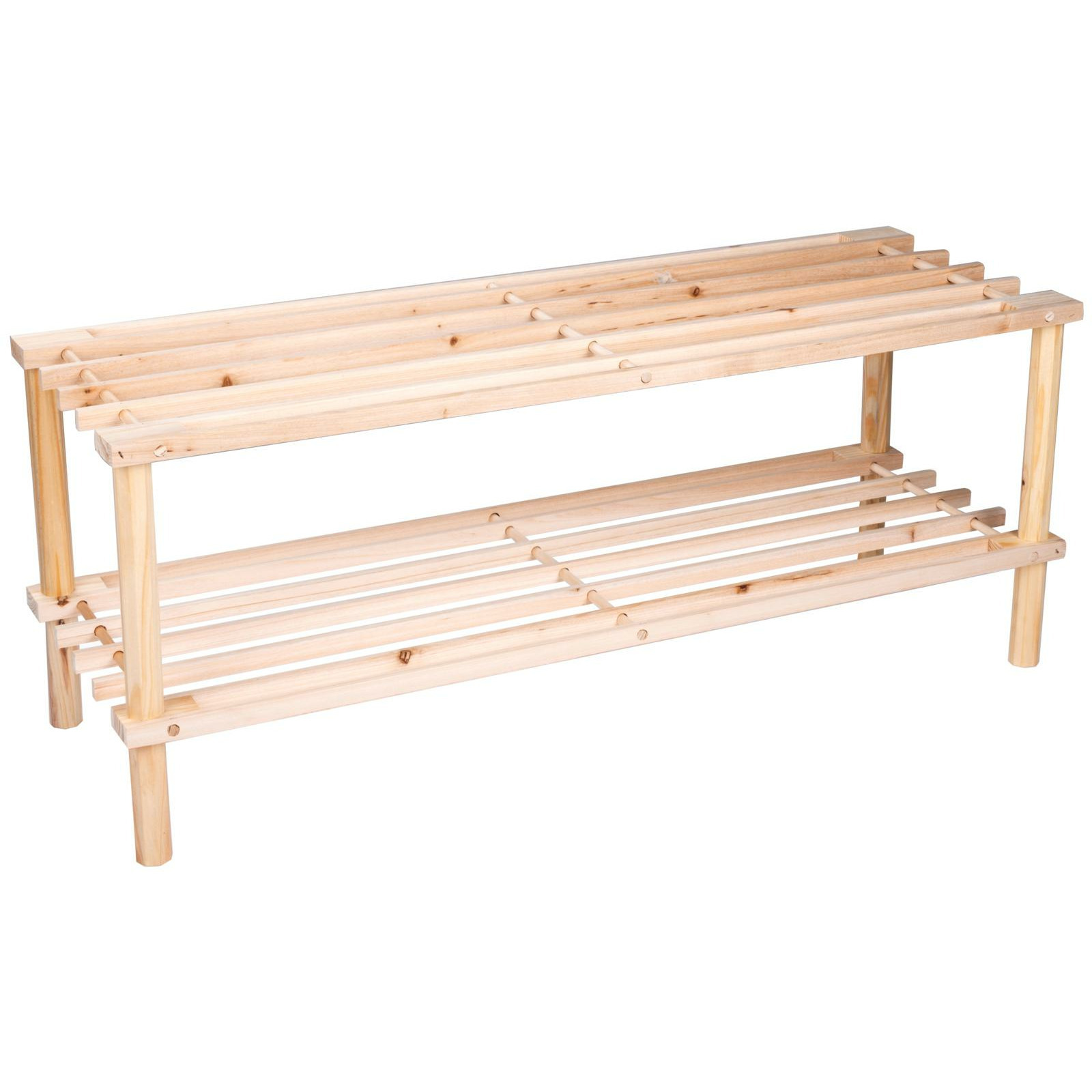 Alpina Schoenenrek - hout - 2-laags - 74 x 26 x 30 cm - schoenenbank -