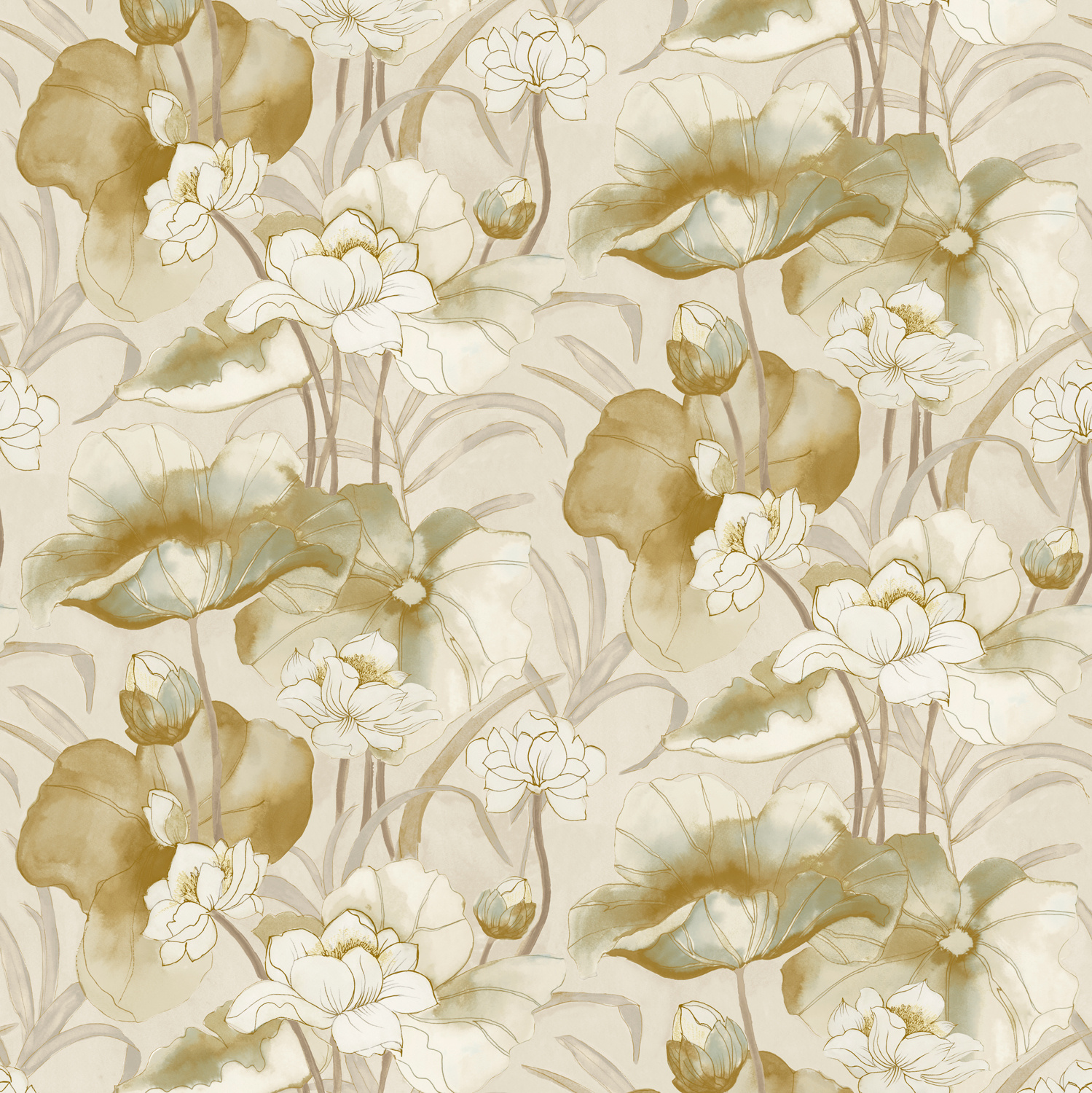 Dutch Wallcoverings Designology - Waterlily Gold - Multi