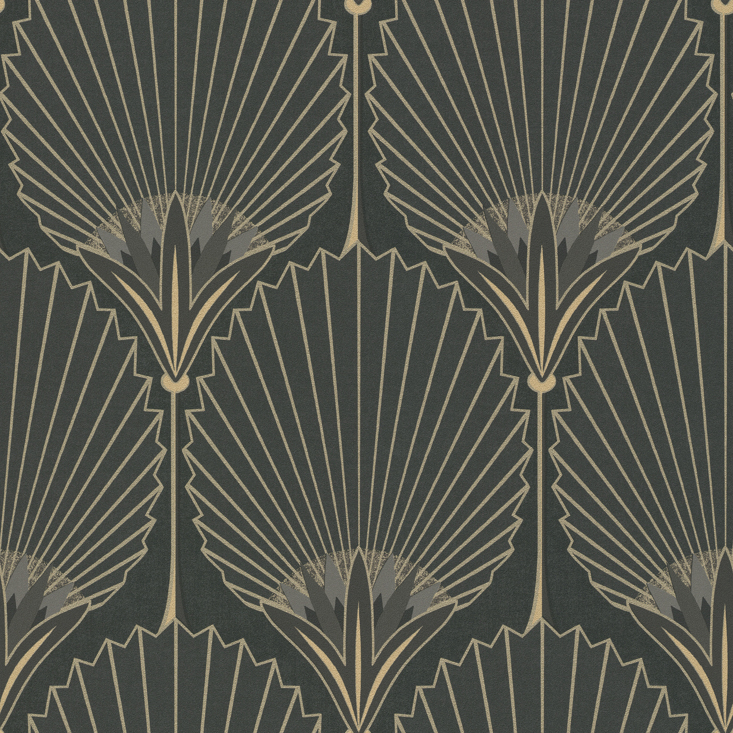 Dutch Wallcoverings Asperia - Nile Palm - Zwart/Goud