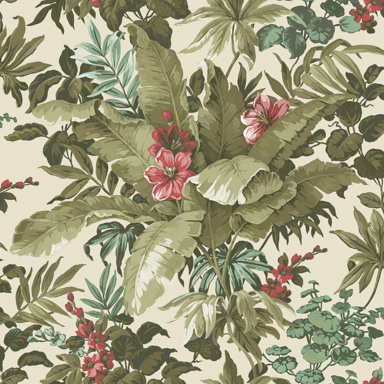 Dutch Wallcoverings Asperia - Canopy Wit/- Groen/Roze