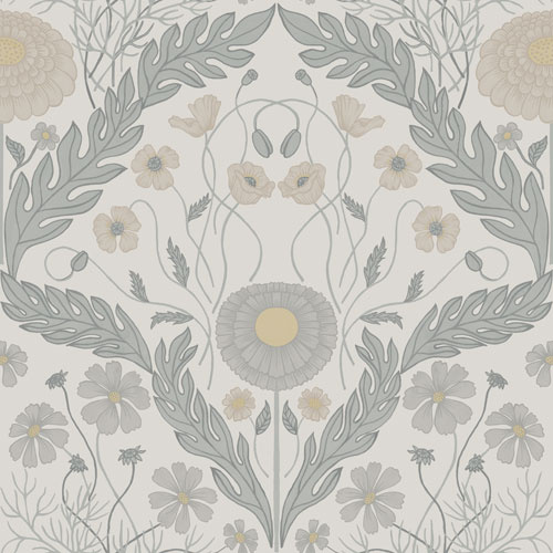 Dutch Wallcoverings Blomstermala - Marguerite Grey - Grijs