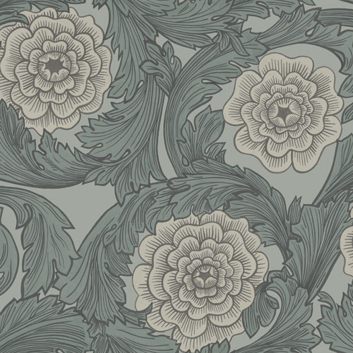 Dutch Wallcoverings Blomstermala - Rosa Blue/Grey - Blauw/Grijs