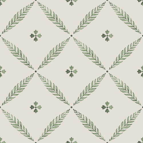 Dutch Wallcoverings Blomstermala - Henry White/Green - Wit/Groen