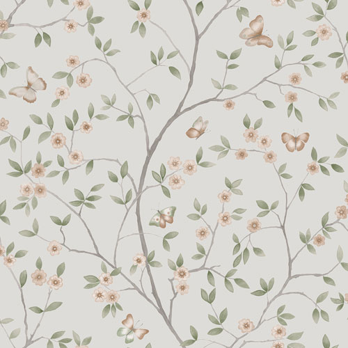 Dutch Wallcoverings Blomstermala - Hilma Grey/Green - Grijs/Groen