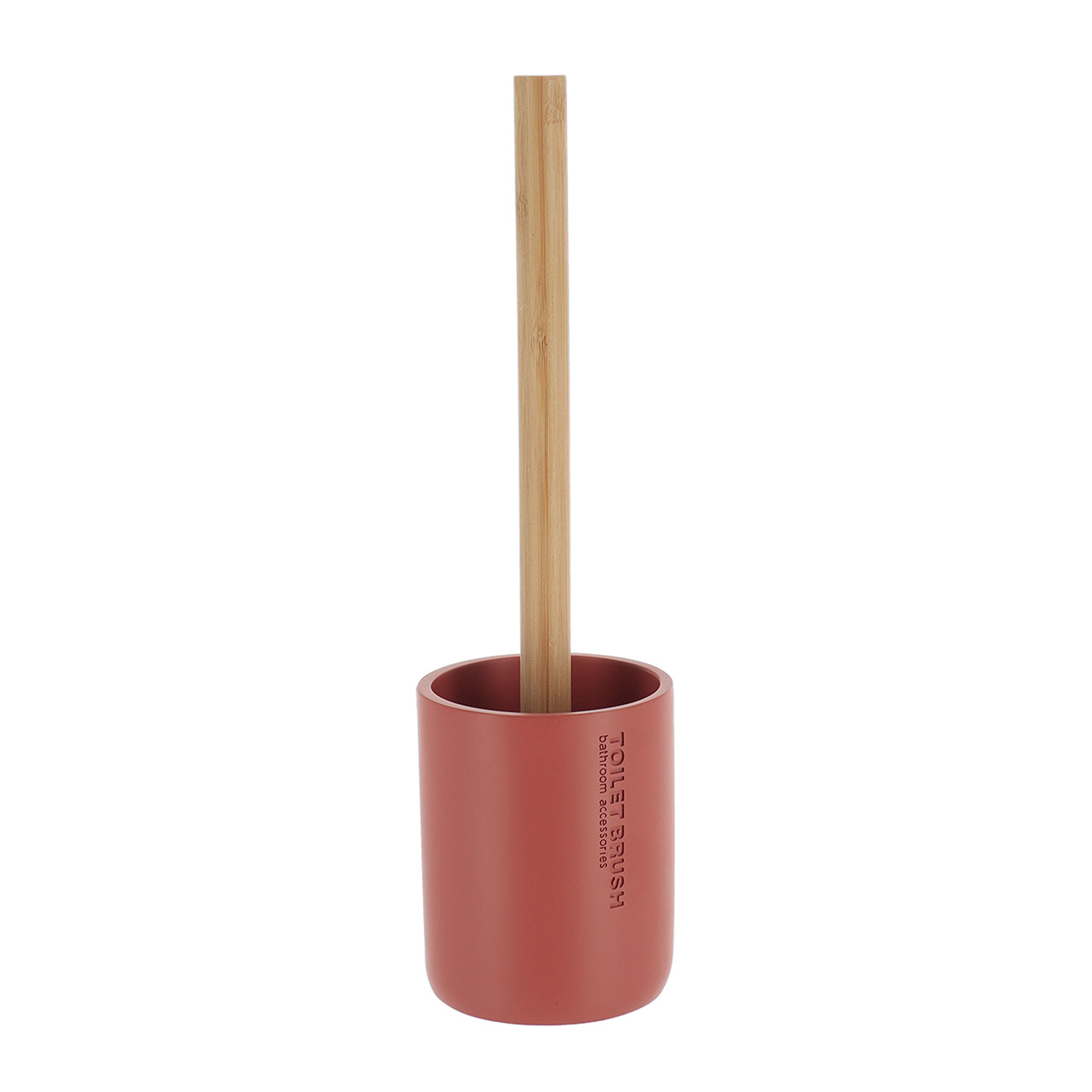 Tendance WC borstel met houder - terracotta - bamboe - 37cm -